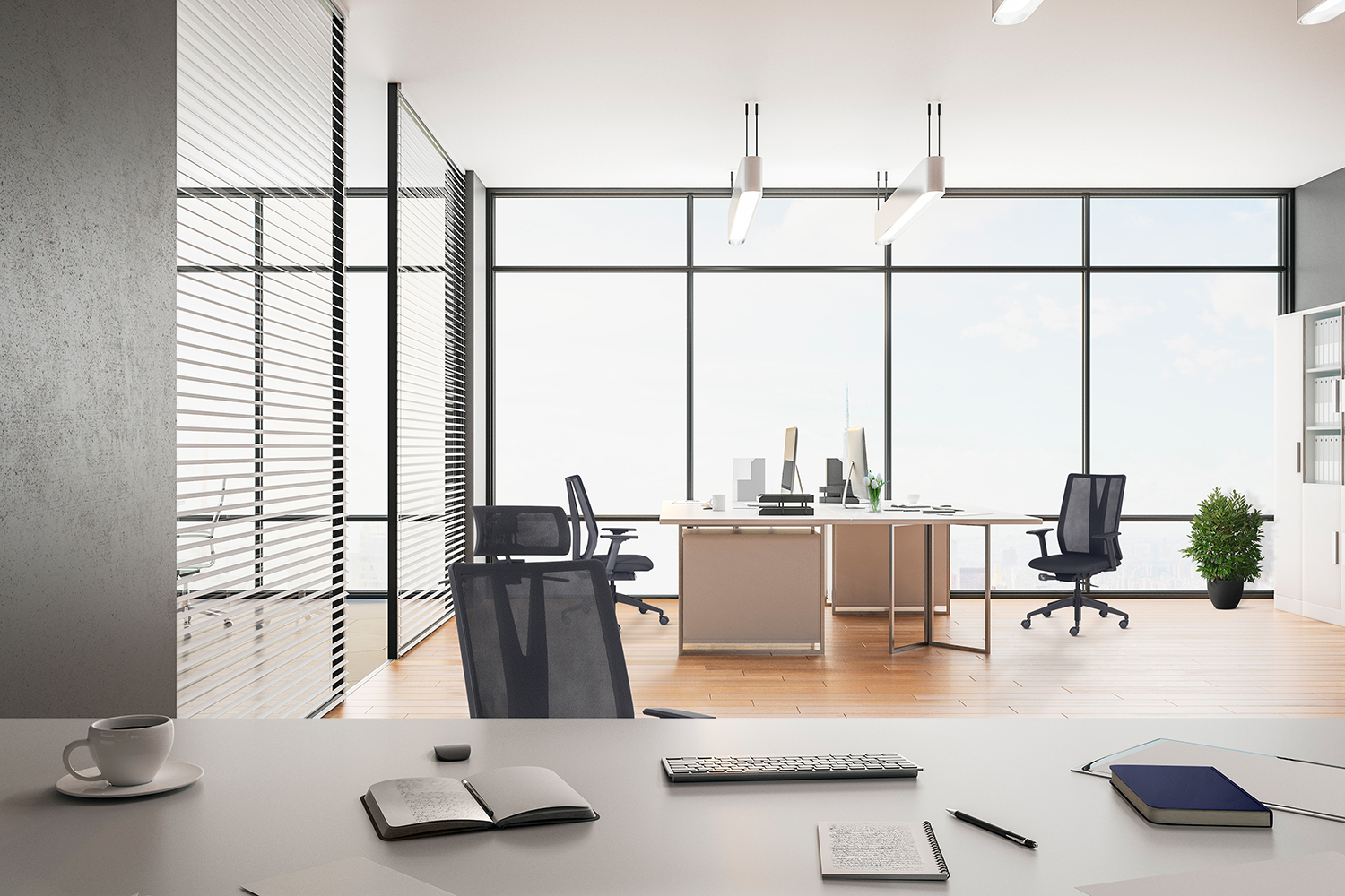 Stylish coworking office interior